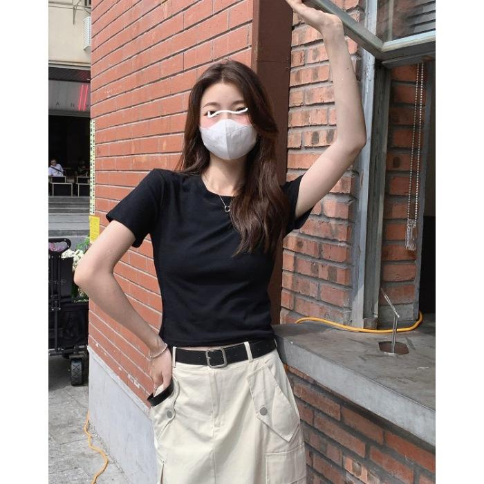 Special Offer, Cotton Elastane Slim-fit Shoulder Short-sleeved T-shirt Women's Summer Short Tight High-waisted American Spice Girl Top