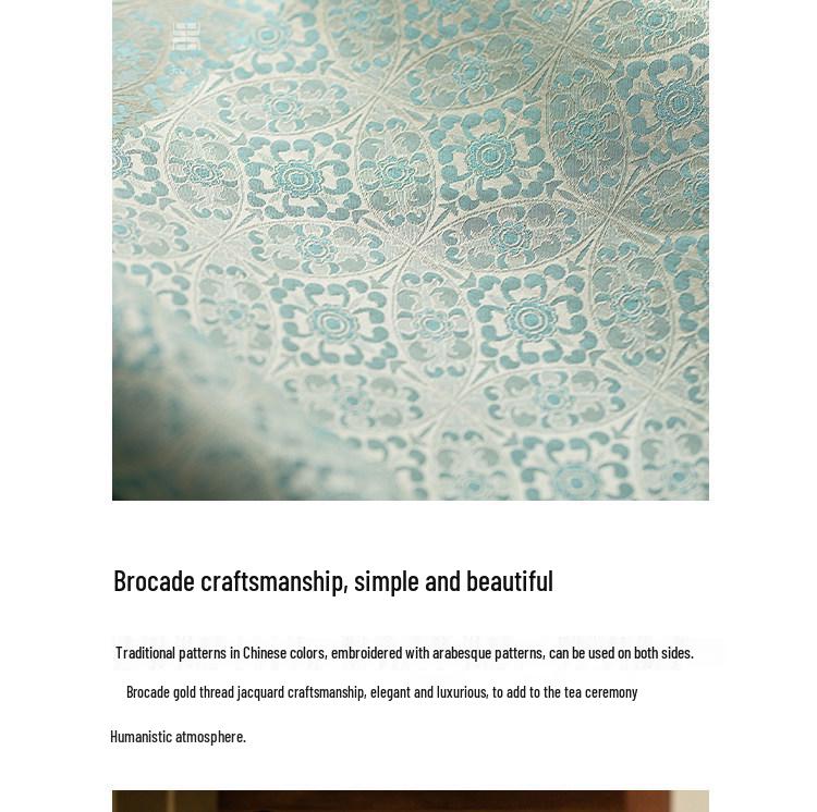 Zhi She Tang Dynasty Pattern Tea Mat Set - Double-Sided Retro Chinese Zen Table Runner & Tablecloth