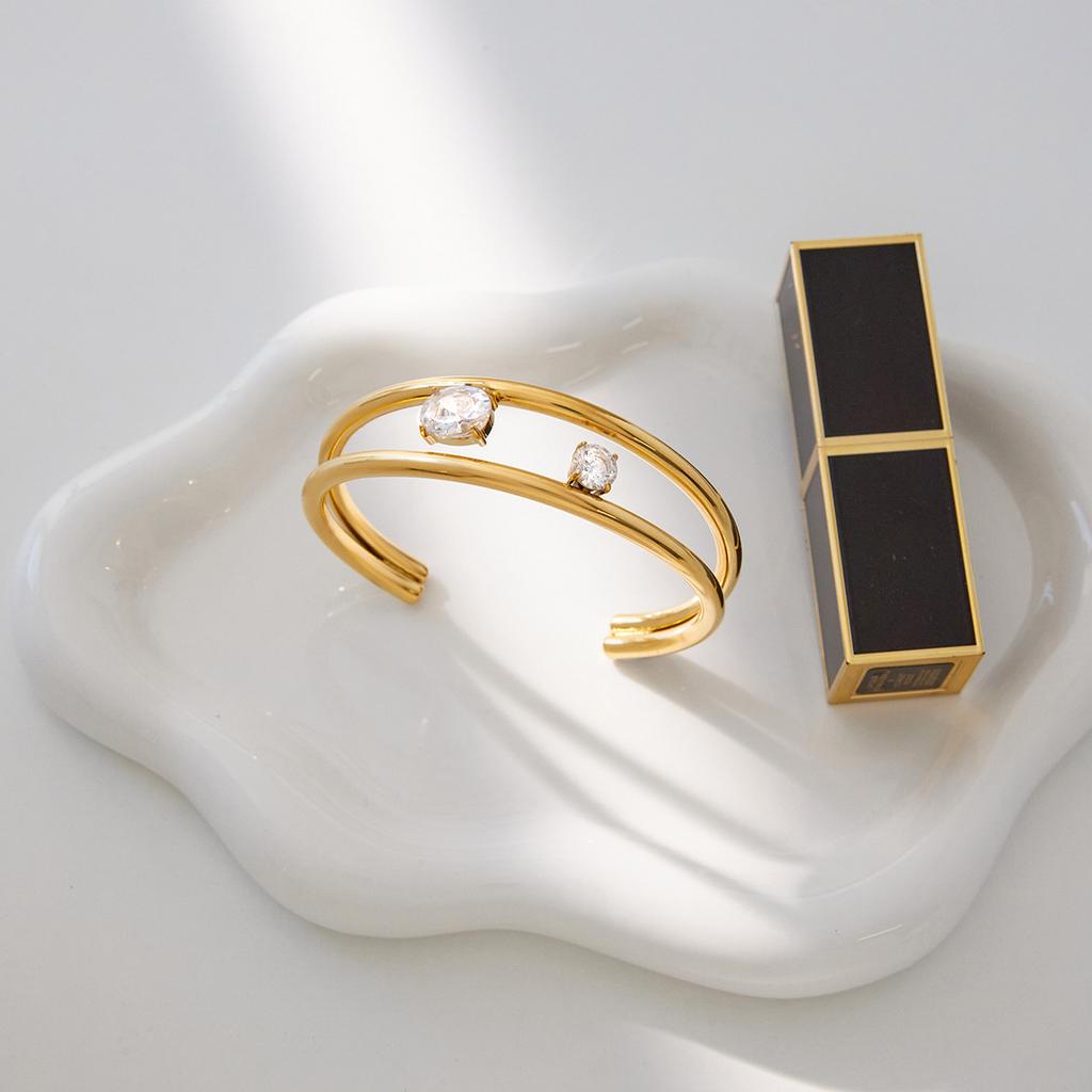 Titanium Steel Zircon Bracelet Does Not Fade, Jewelry Light Luxury Bracelet 18k Gold Stainless Steel