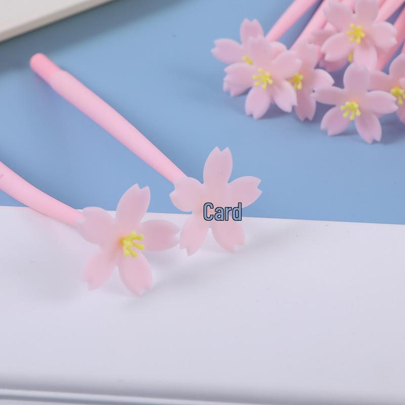 Korean Cherry Blossom Creative Pen: Fresh & Cute Flower Design for Students, Exams, Signatures & Writing.