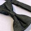 Black Paisley [Bow Tie & Pocket Square] 2-Piece Set for Men - One-Touch Closure - Casual & Formal - Black