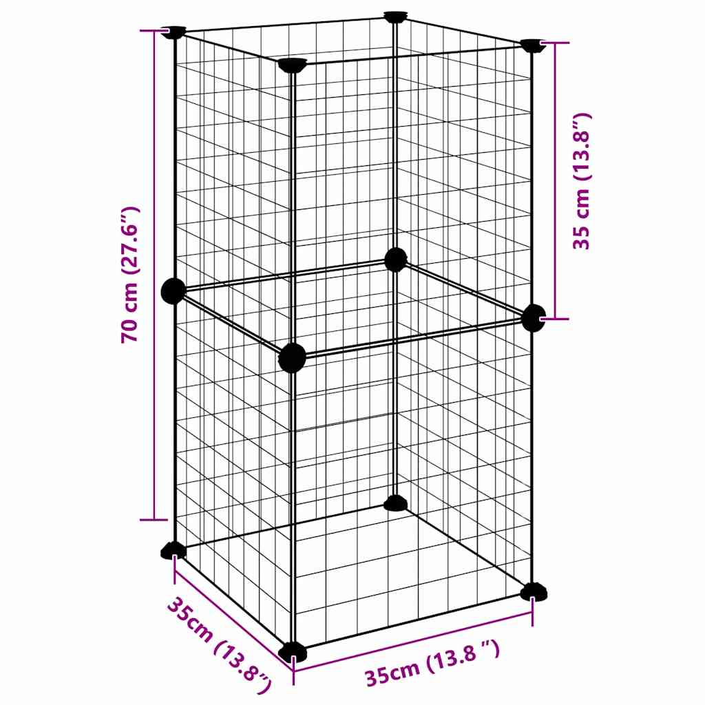 8 Piece Pet Cage Black 35 X 35 Cm Steel