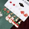 6 Piece Set Ladies Christmas Series Style Earrings Christmas Tree Snowman Pattern Fashionable Temperament Earrings Accessories