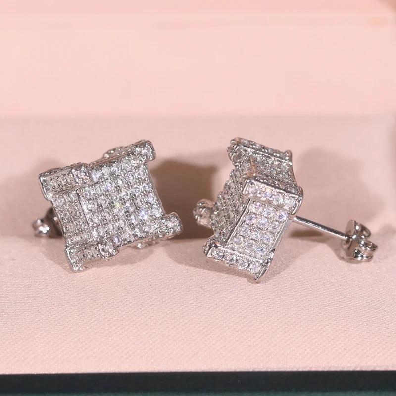 

Huitan Luxury Fashion Female Stud Earrings with Bright Cubic Zirconia Trendy Gold Color/Zinc Alloy Color Accessories for Daily Life