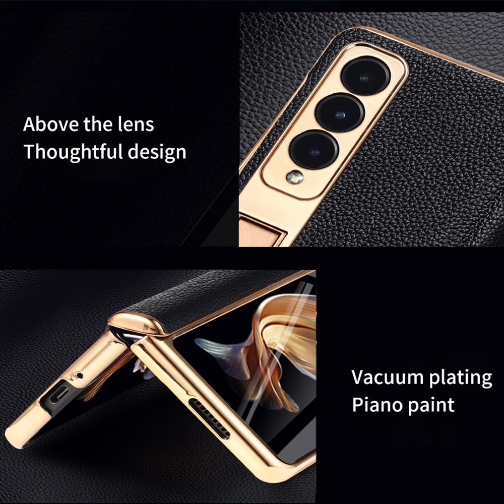 LANGSIDI Brand Luxury Genuine Leather Shockproof Case for Samsung Galaxy Z Fold 3 4 5 6 7 Magnetic Hinge Protective Stand Cover