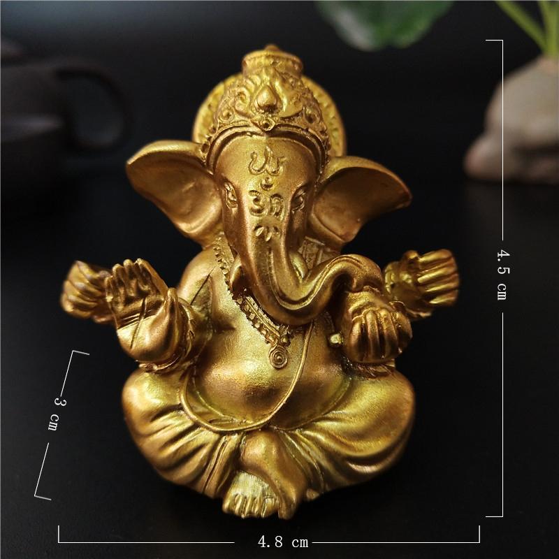 Gold Lord Ganesha Buddha Statue Elephant God Sculptures Ganesh Figurines Man-made Stone Home Garden Buddha Decoration Statues