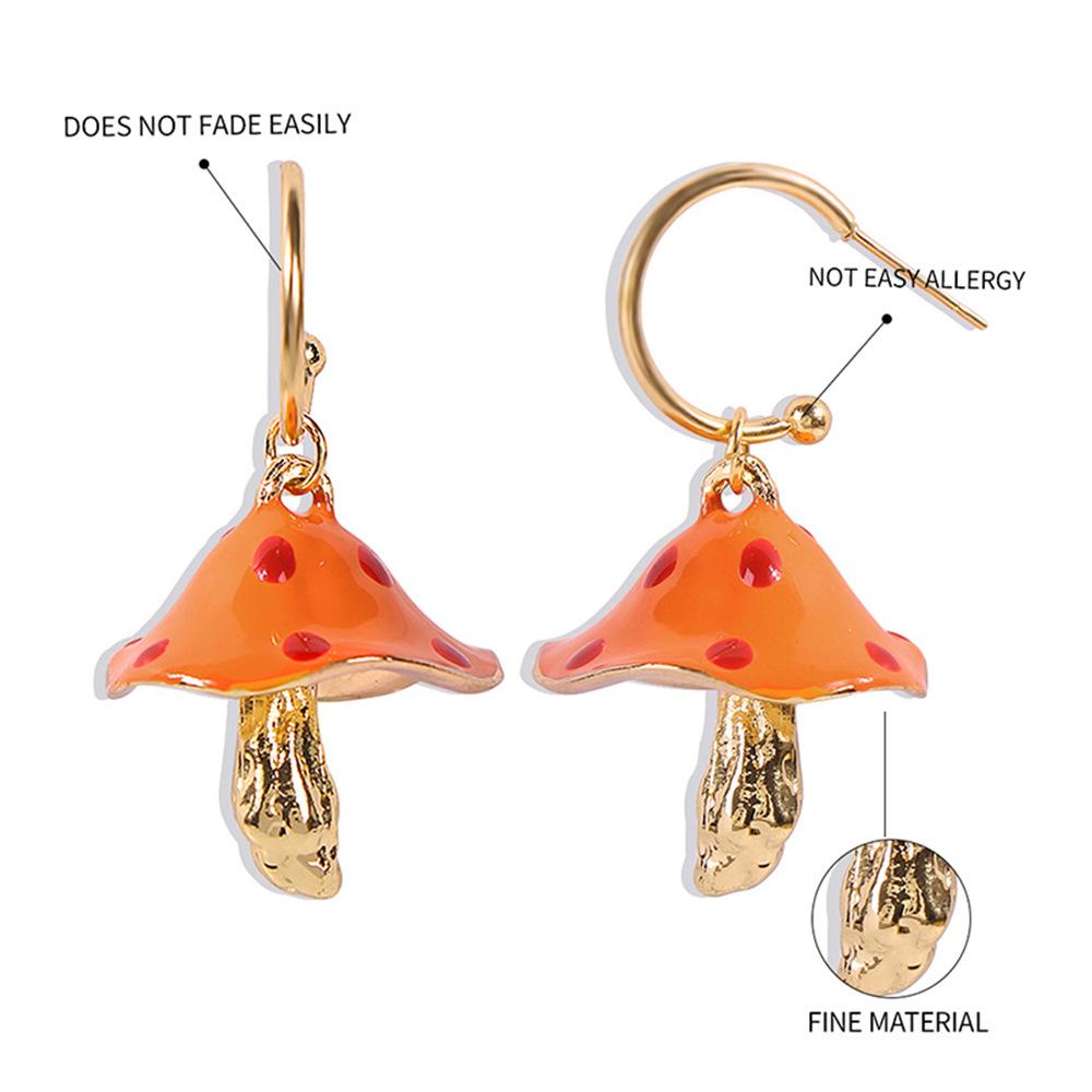 Europe and The United States Creative Fantasy Cute Mori Small Mushroom Drop Earrings Color Drop Mushroom Earrings Selling Well.