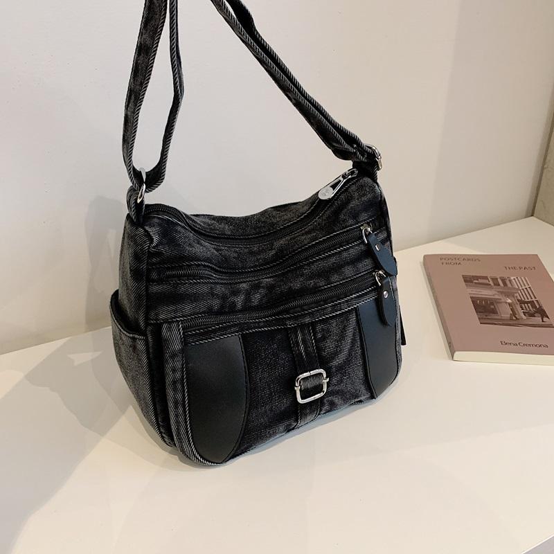 Fashion Vintage Design Women's Crossbody Bag High Quality Denim Fabric Shoulder Bag Large Capacity Tote Bag Lightweight Handbags