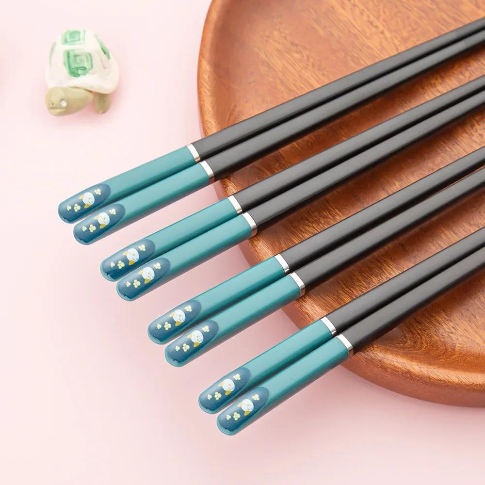 1pair Chopsticks Anime Kawaii Creativity Alloy Personal Chopsticks Non-Slip Child Adult Cutlery Kitchen Household