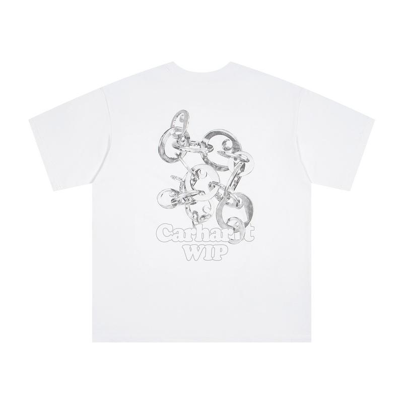 

Carhartt Men s and Women s Summer Cotton Loose Round Neck New Circle Chain Print T-shirt XL білий