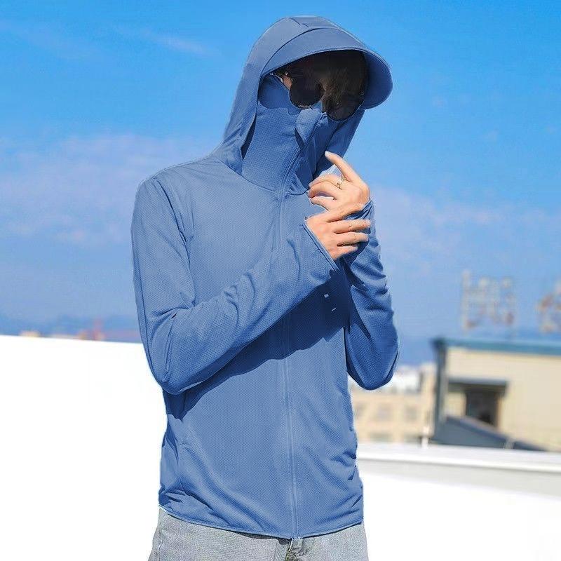 New 2026 Men's Summer Ice Silk Sunscreen Jacket, UV Protection, Outdoor Thin Breathable Lightweight Sunscreen Clothing