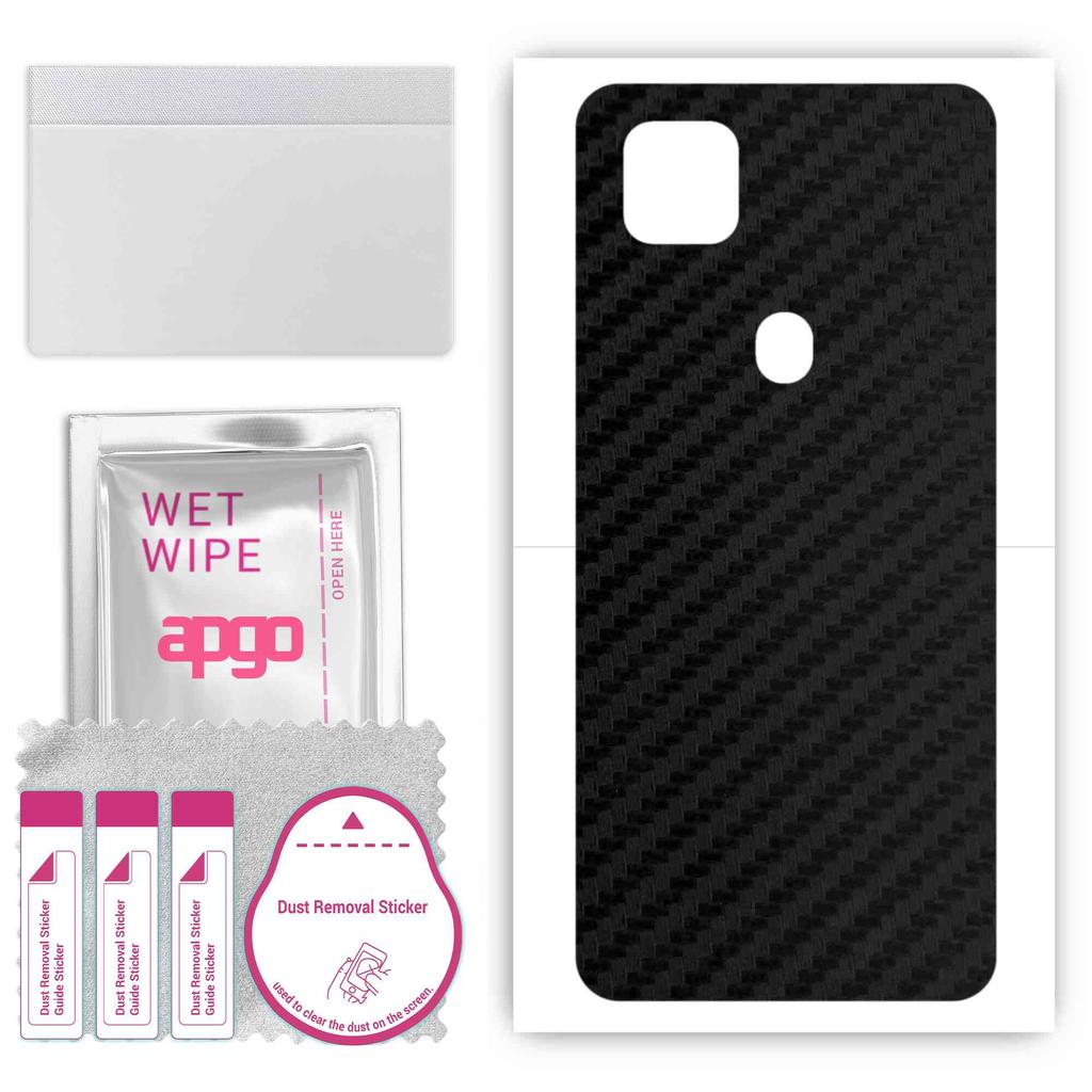 apgo Protective Skin Sticker for the Back Compatible with ZTE Blade 10 Smart, Wrap Film, Foil, Vinyl - Pattern Carbon Black
