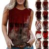 Women's Round Neck Casual Sleeveless Halloween Printed Vest T-Shirt Top