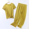 Japanese Summer Ladies Cotton Modal Short-sleeved Nine-point Pants Suit Home Service Suit Women's Large Size Home