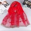 Silk and Wool Scarf for Women, Autumn and Winter Suzhou Embroidery Cheongsam Shawl, Rose Embroidery Mulberry Silk Scarf for Mothers