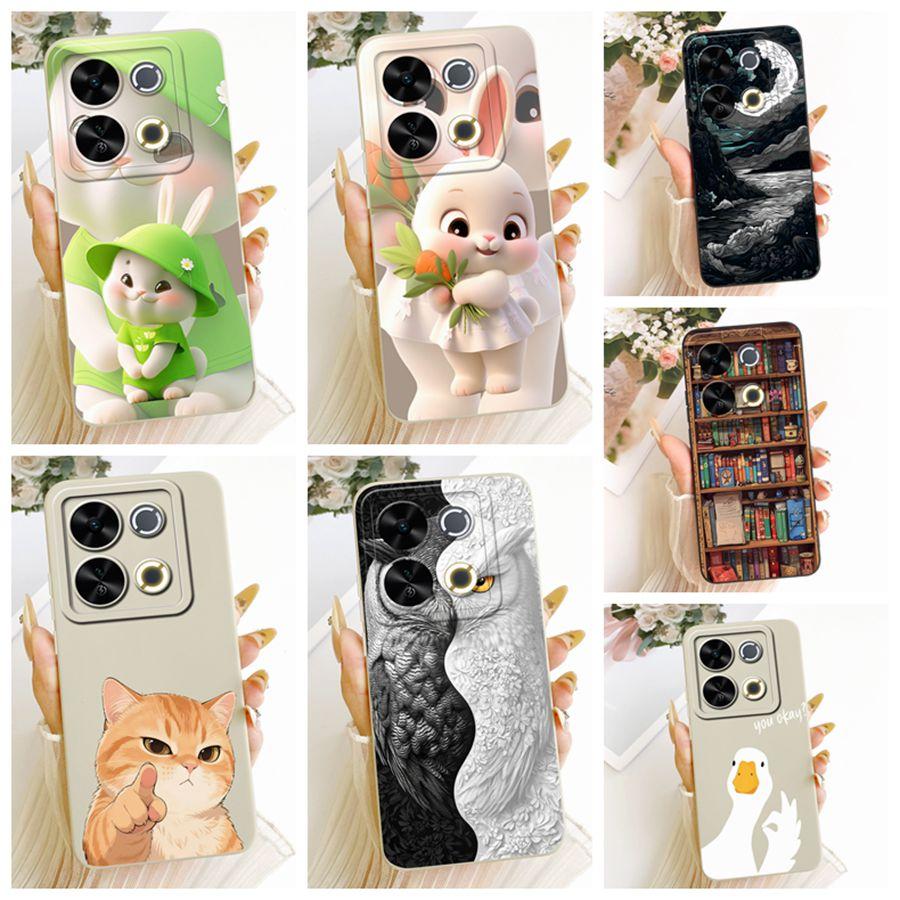 For Itel P65 4G Phone Case Cute Rabbit Painted Liquid Soft Silicone Bumber Shell For Itel P 65 4G Capa P671L Back Cover