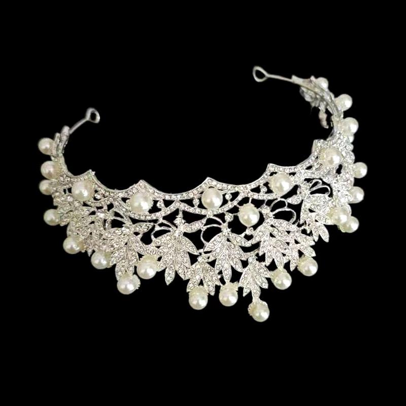 Perlen Braut-Haarbänder Diademe Hochzeitskrone Stirnband für Braut Haarschmuck Perlen Hochzeits-Haarschmuck Kopfschmuck