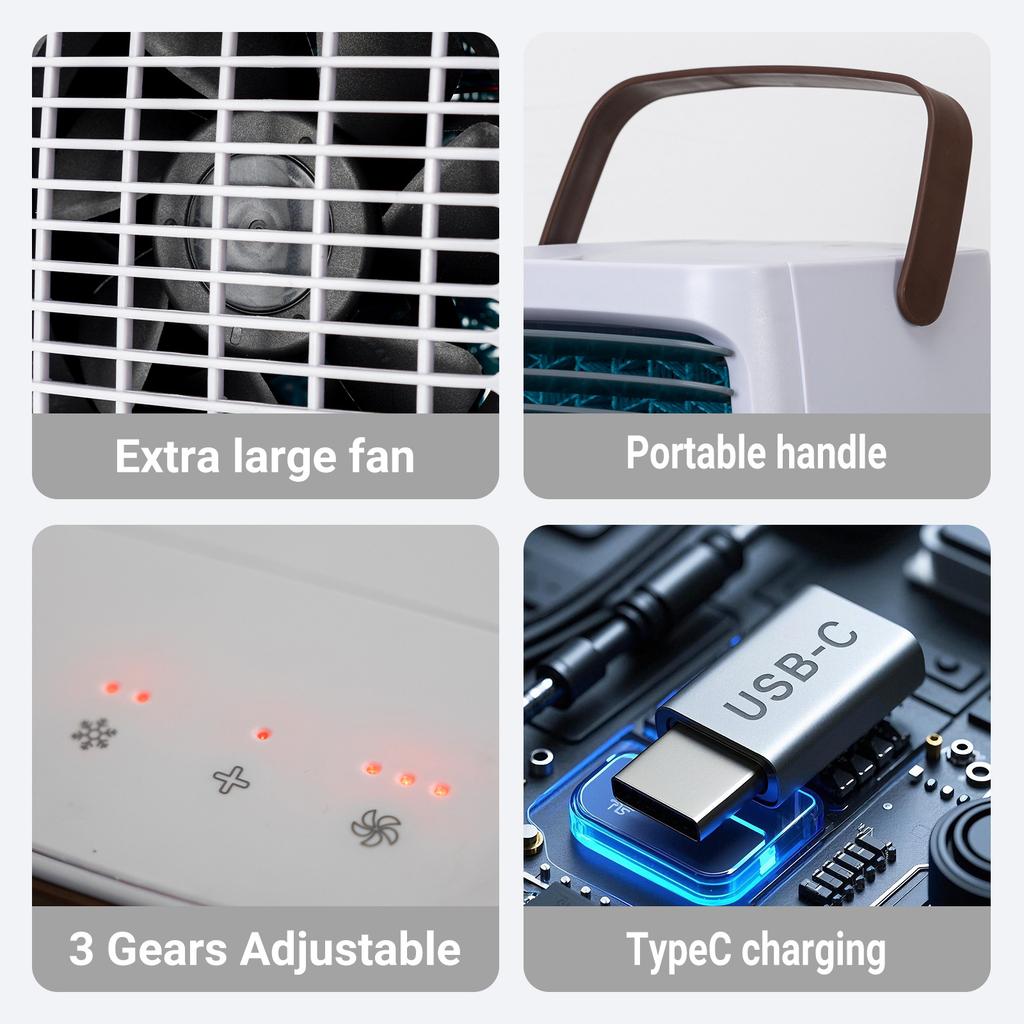 Mini Air Cooler Office Desktop Portable Refrigeration Humidification Night Light Portable Air Conditioning Fan USB Charging