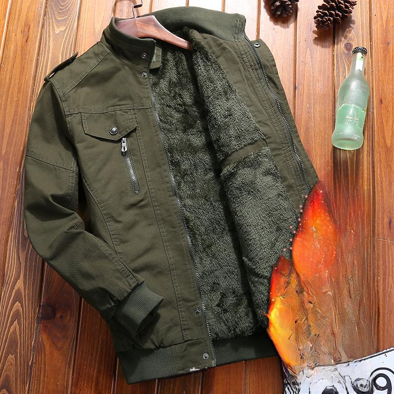 Men's Winter Plus Velvet Thickened Pure Cotton Military Jacket