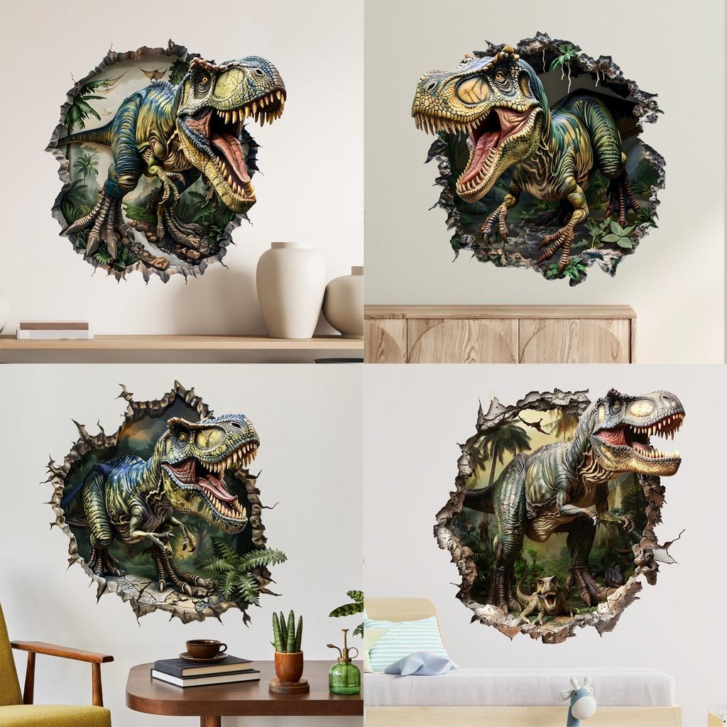 Simulated 3D Wall Breaking Dinosaur Wall Stickers, Living Room, Children's Room, Home Decoration Stickers