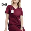 2 stk/sett Dame Sykehusuniformsett V-hals Kort ermet Lommer Topper Elastisk midje Joggebukser Sett Hurtigtørkende Sykehus Tannlege Sykepleierdrakt