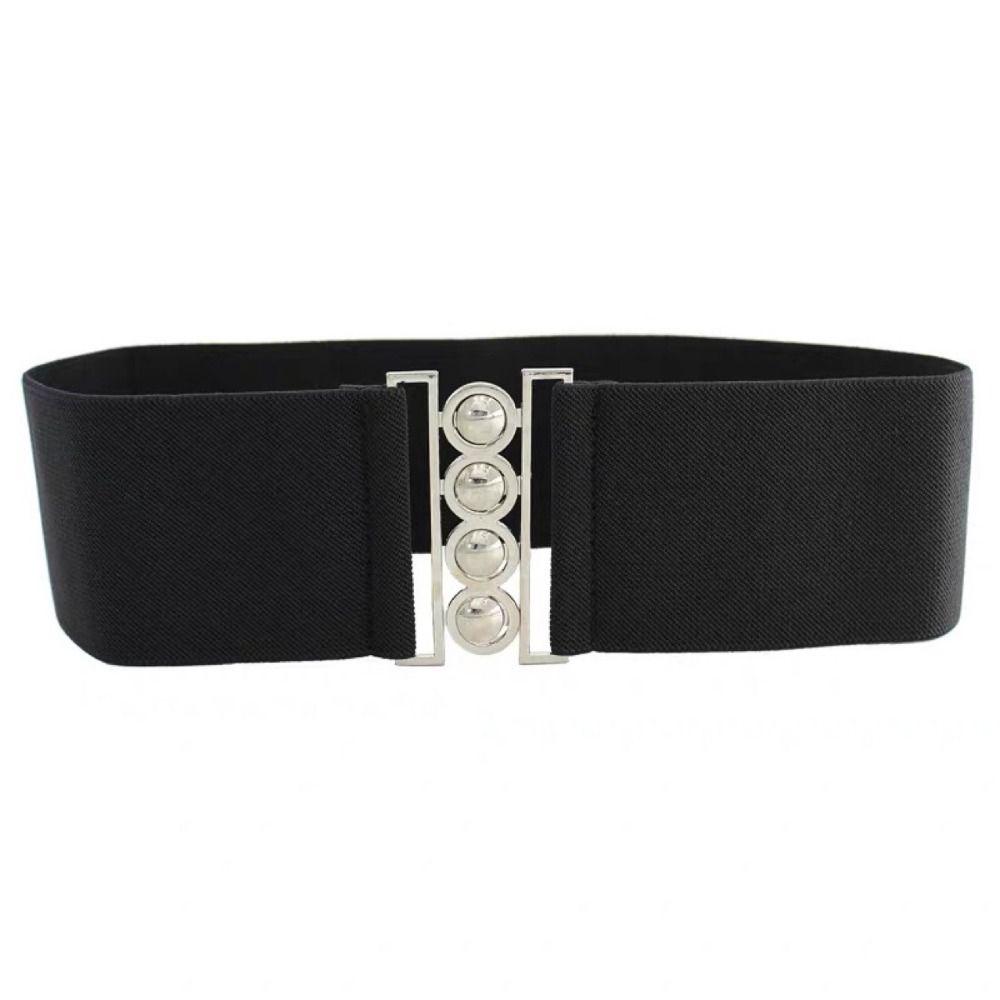 Stretchable Wide Elastic Belt Cinch Dress Cummerbands Metal Buckle Waistband  For Ladies Women