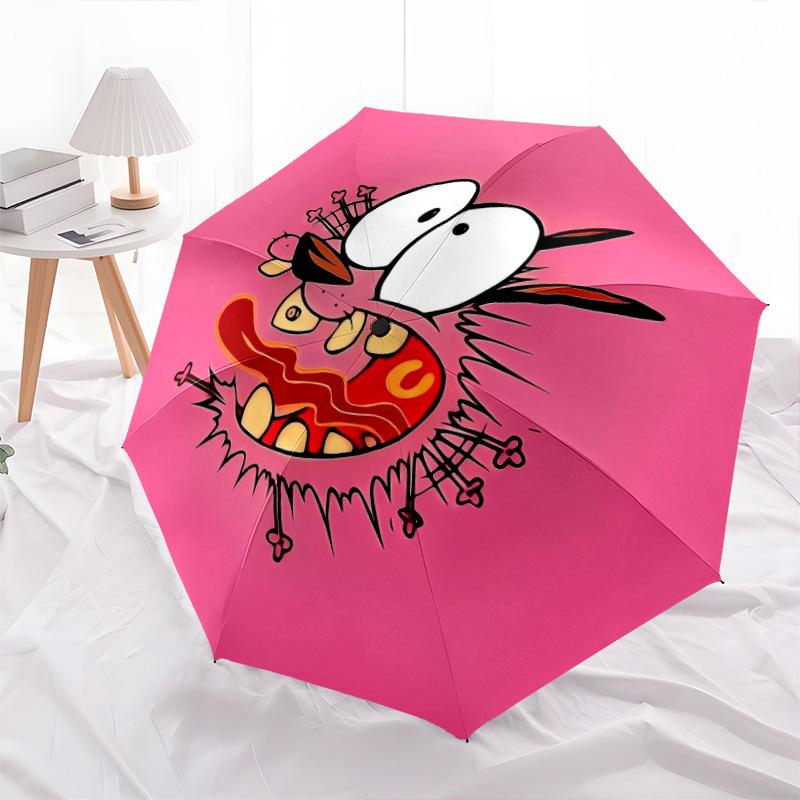 Courage the Cowardly Dog and Scooby-Doo  Pattern, Automatic Folding Umbrella, Portable and Foldable Design, 8 Ribs, a Christmas or Birthday Gift.