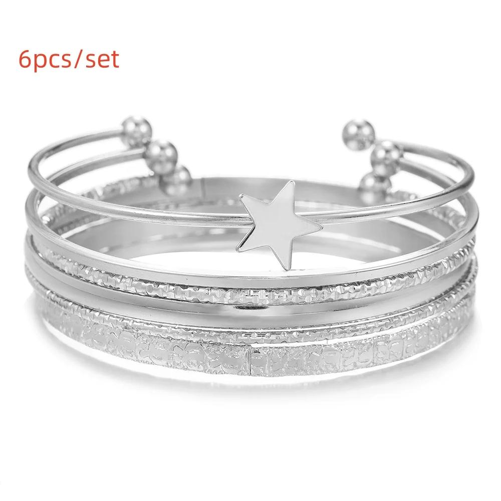 New Fashion Boho Punk 10Pcs/Sets Cuff Bracelets & Bangles For Women Love Pulseiras Bangle Set Feminina Jewelry Charm Gifts