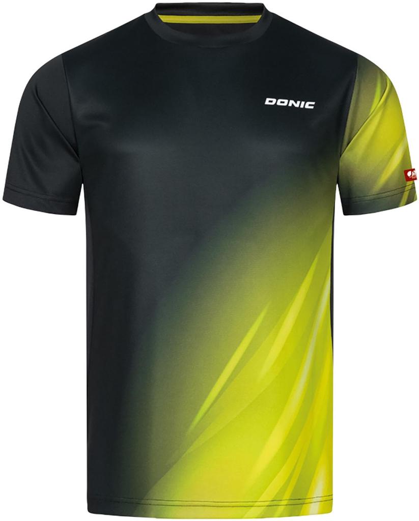 Donic Drop Shirt, J.T.T.A.A. (Japan Table Tennis Association) Approved, GL156, Black/Yellow, Size L