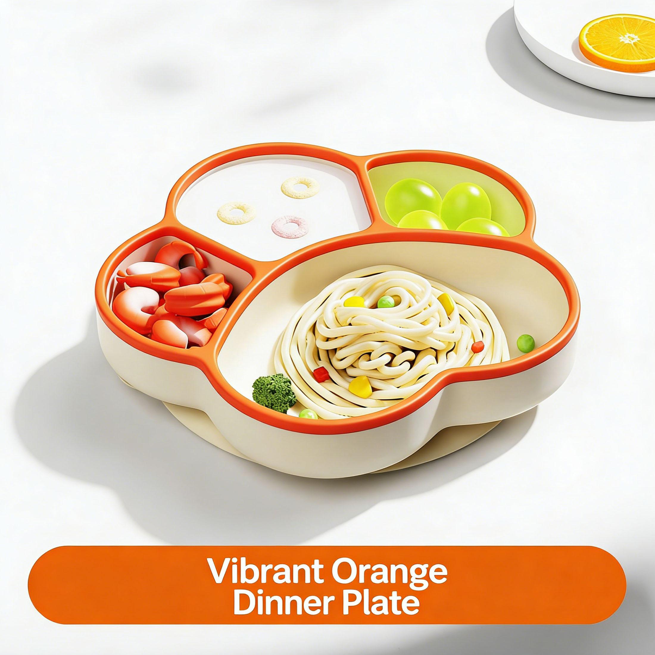 Non-slip Children Silicone Feeding Plate with Removable Straw and Lid Non-spill Divided Toddler Dinnerware Microwave and Freezer Safe
