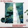 2D FLAT PRINTING 2pcs Curta (easter Decor) Serene Water Lily Scene Pattern Modern Curta Polyester Easy Install Curta