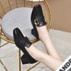 Square head high heels women's autumn new cowhide thick heel belt buckle single shoes four seasons shoes work shoes