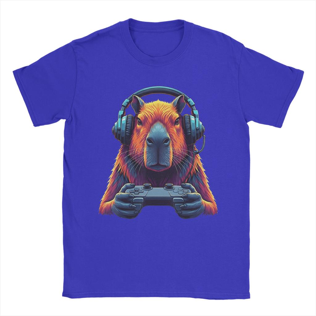 Streetwear TShirt Summer Capybara Funny Video Games Capybara Gaming Gamer Novelty TShirts  Pure Cotton Tee Shirt Short Sleeve