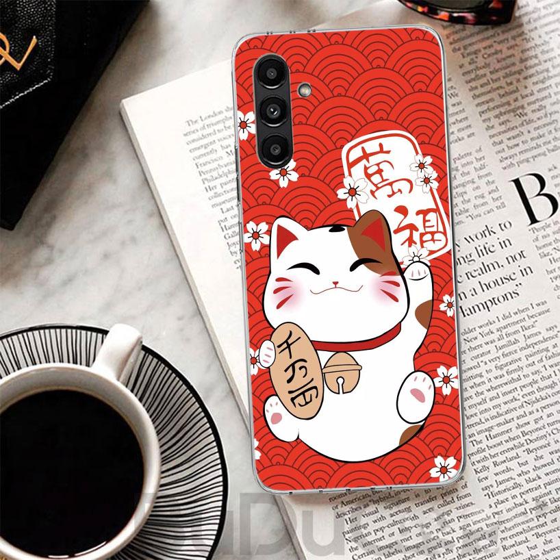 Lucky Cat Maneki Neko Japanese Phone Case For Samsung A17 A16 A26 A36 A56 A15 A14 A13 A55 A54 A53 A35 A34 A33 A25 A24 A23 A05S A
