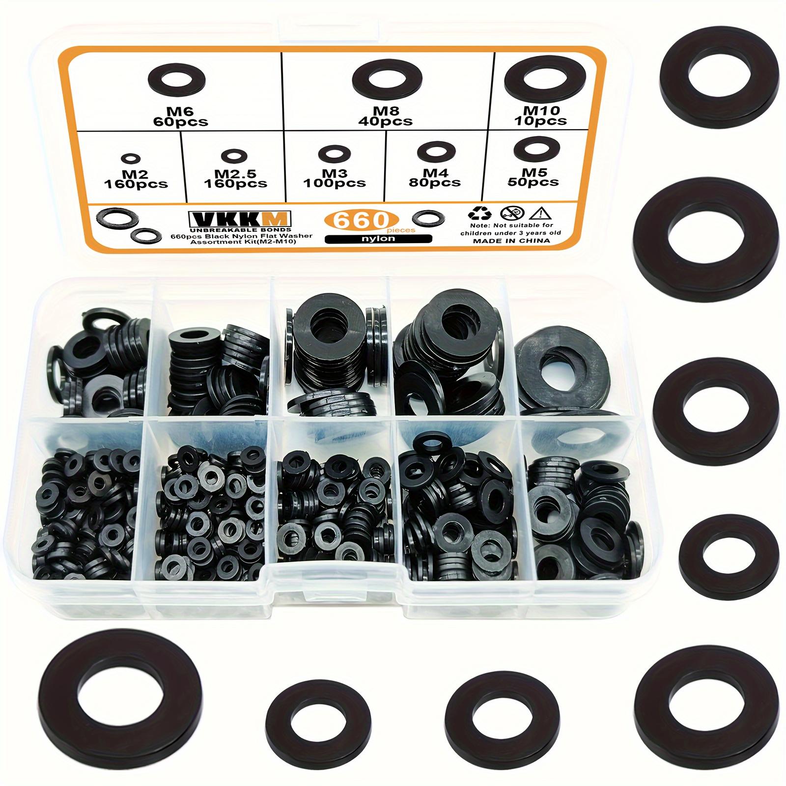 

Набор из 660 шт. черных нейлоновых плоских шайб: Идеальное электрическое соединение для бытовой и коммерческой техники (М2-М10)