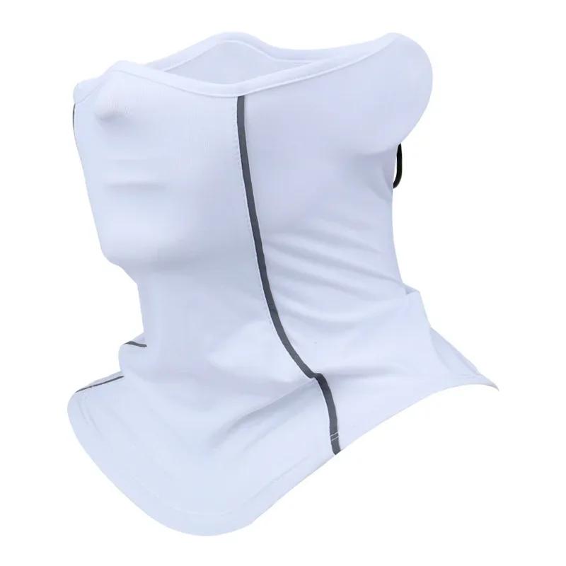 

Reflective Nigh Riding Half Face Mask Summer Ice Silk Sunscreen Dust-proof Neck Collar Balaclava Scarf Sports Bandana Men Women белый