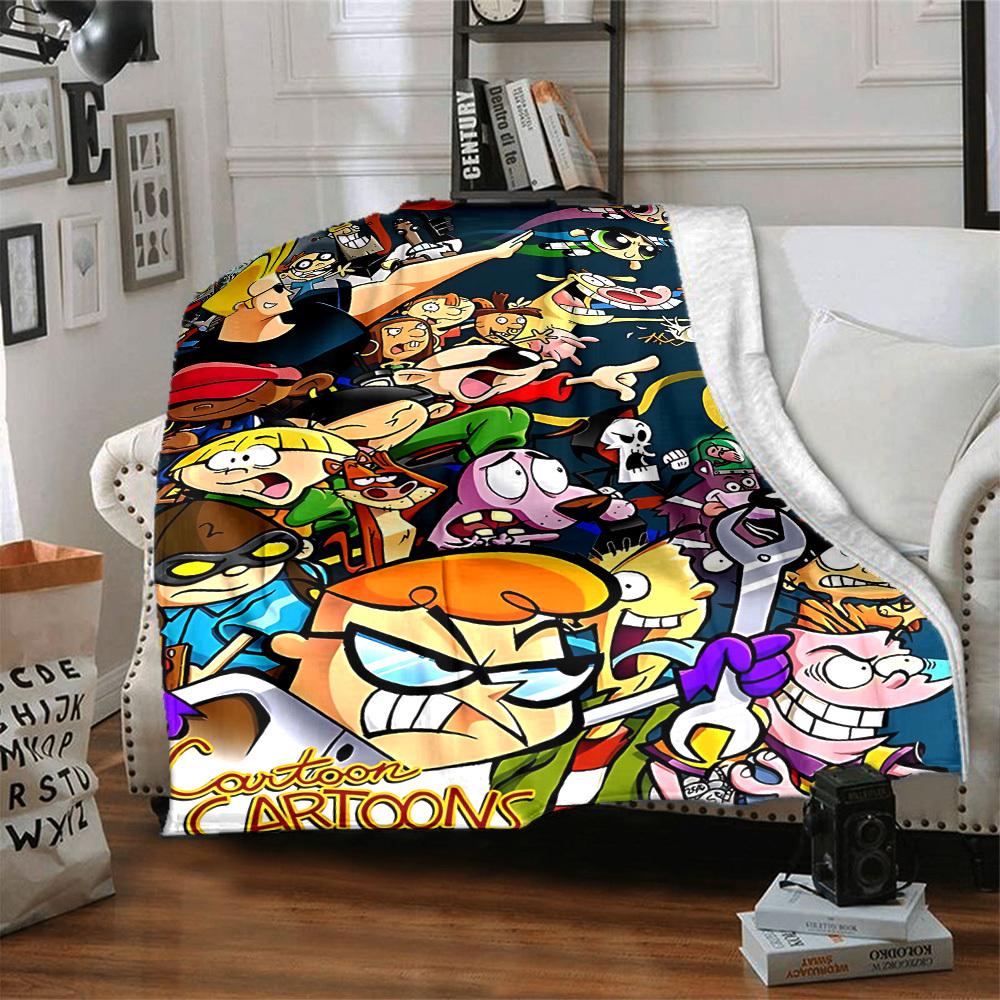 1pc Cartoon Characters Cozy Print Blanket Lightweight Warm Flannel Throw Blanket For Sofa, Bed, Living Room