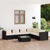 Vidaxl 7-Cz. Conjunto de Muebles de Jardín, Cojines, Ratán Pe Negro