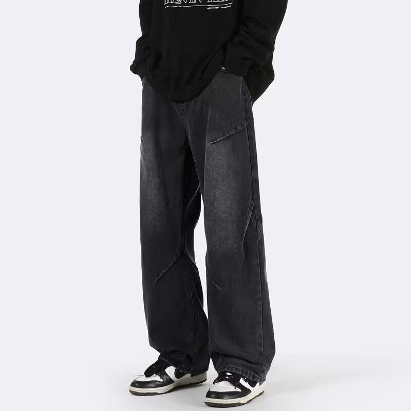 

Мужские свободные прямые джинсы широкого кроя на весну, лето и осень - уличный стиль 3XL чёрный