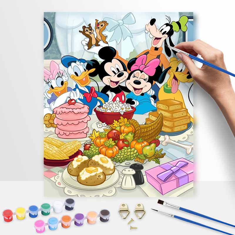 Disney Mickey Mouse Friends Thanksgiving Dinner Oil Painting Kit Home Decor Gift