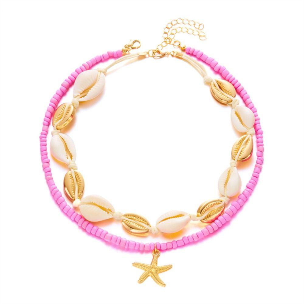 Pearl Shell Necklace Multilayer Seashell Choker New Sweater Chain Jewelry