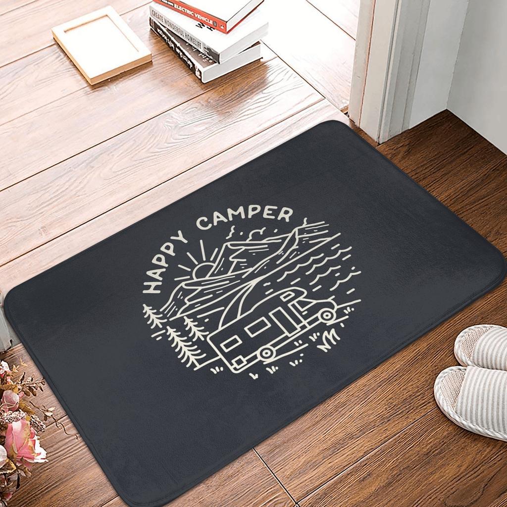 Happy Camper - Motorhome Non-slip Doormat Floor Mat Water Oil Proof Carpet Rug for Kitchen Entrance Home Balcony Footpad Mats