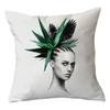 40/45/50cm Sexy Women Print Cushion Cover Decor Sexy Flower Feather Print Sofa Pillowcase Bedroom Home Pillow Case