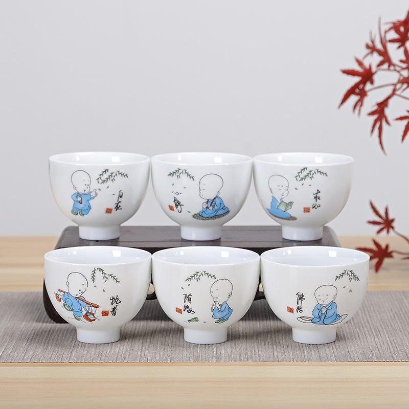 6ks čínský modrobílý porcelánový keramický čajový set Ručně malovaný šálek na čaj Šálky na kávu Šálky na víno Nádobí na pití