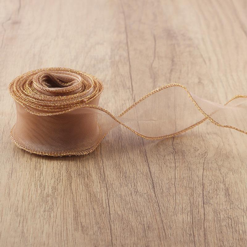 10 yards Rotolo di nastro di organza di colore pieno con bordo ondulato a coda di pesce per bouquet di fiori, regali, confezioni, decorazioni per feste di nozze
