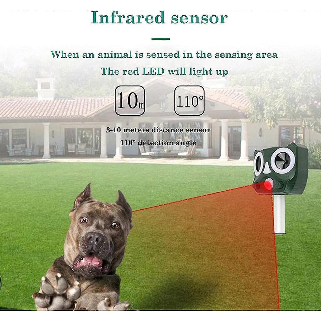 Solar Animal Repellent Device|outdoor Pet Repeller-ultrasonic,waterproof Usb Charge And Scarer