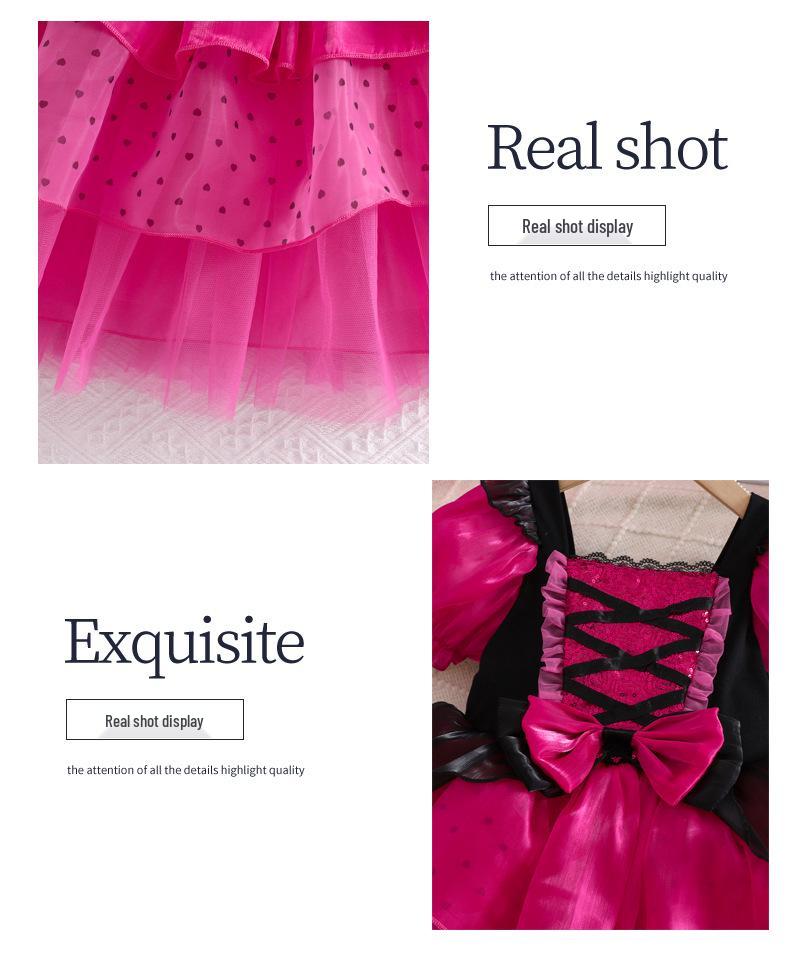 Fuchsia Lolita Kuromi Princess Dress for Girls' Stage Party