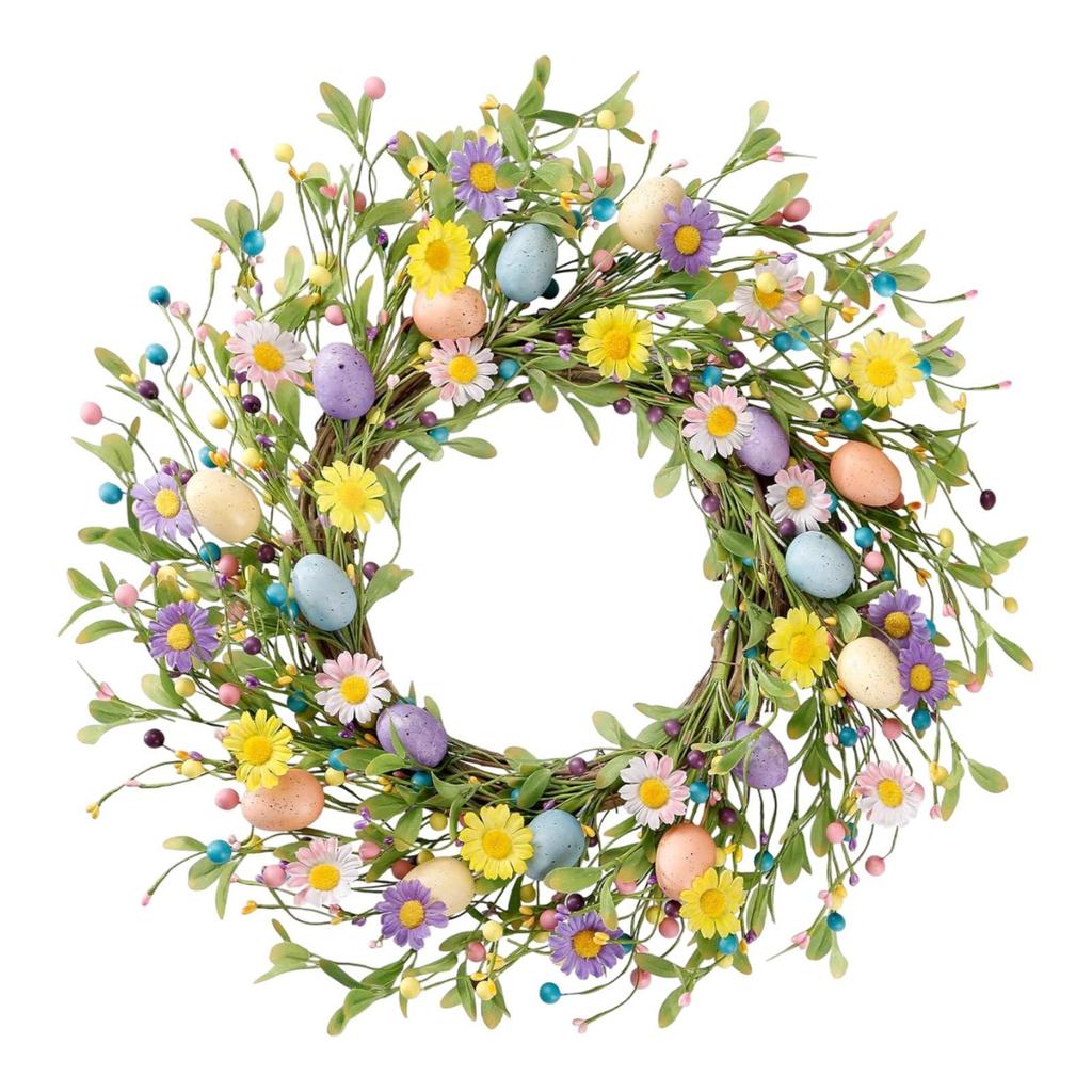 Künstlicher Oster-Eier-Kranz Hängender Schmuck Niedlicher Kreativer Frühlingskranz Haustür-Girlande für Innen Außen Hochzeit Wand