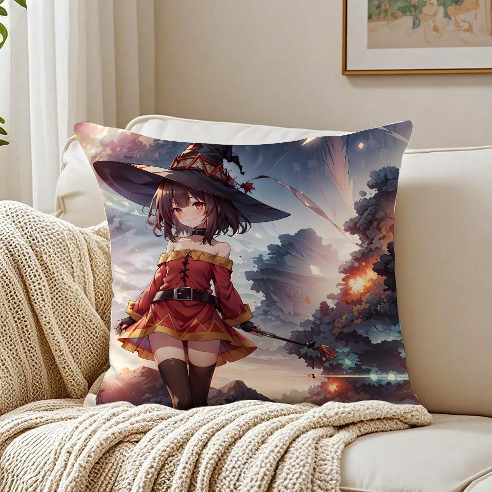 Anime ComedyFantasy KKonosuba Cushion Cover Pillowcase Antidustmite living Room Sofa Decor Cushion Room