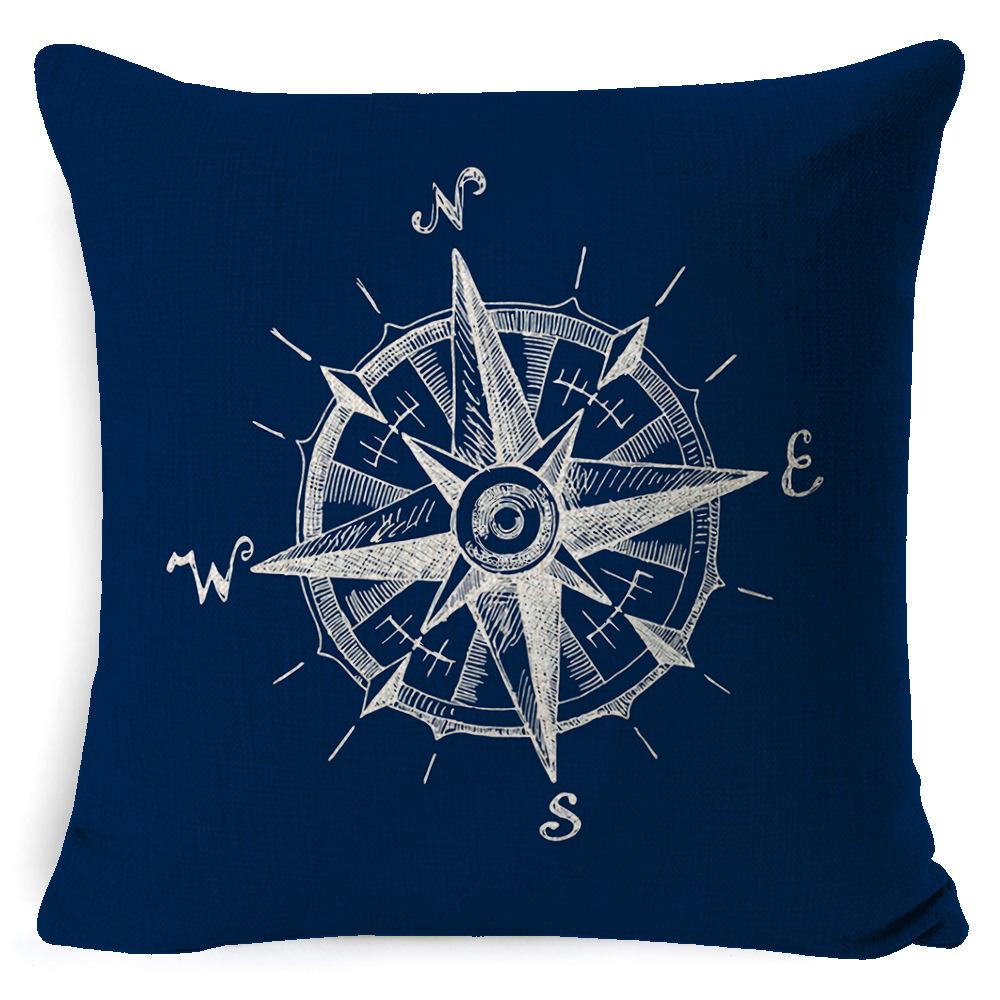 Cushion Cover Ocean Anchor Linen Pillow Cover Simple Sailing Sofa Living Room Pillow Cover Premium Durable Quality